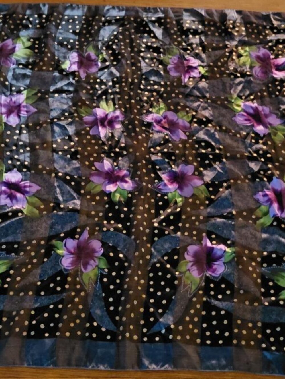 Unbranded Extra Large Square Abstract Flower Striped Print  Polyester Scarf